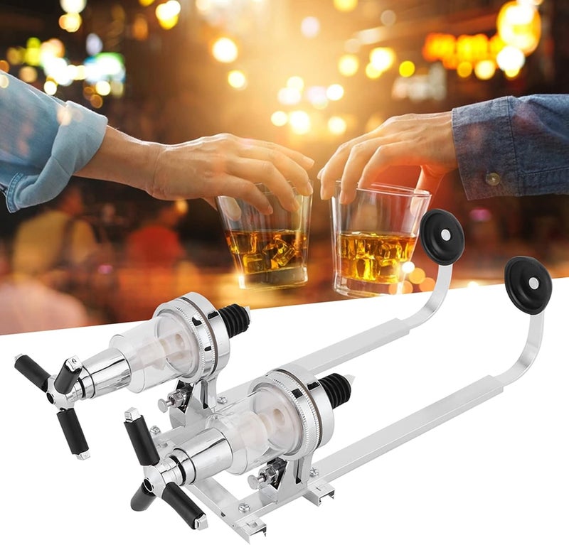 Fdit 2‑Bottle Wine Dispenser, Wall Mounted Liquor Dispenser Bracket Wine Beer Bottle Beverage Stand for Home (Silver) - Image 5